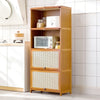 Wood Rattan Cupboard Storage 4Tier Free Standing Shoe Organizer Cabinet Entrance