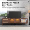 TV Stand TV Entertainment Unit Rattan Storage Sideboard Cabinet with LED Lights