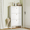 3 Drawer Shoe Cabinet with Flip Doors for Hallway, Entryway, White
