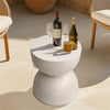 FATIVO Round Terrazzo Side Table Accent Table Outdoor Bar Stool Patio Deck Table