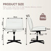 Cross Legged Chair Leather Armless Office Chair Height Adjustable Seat No Wheel