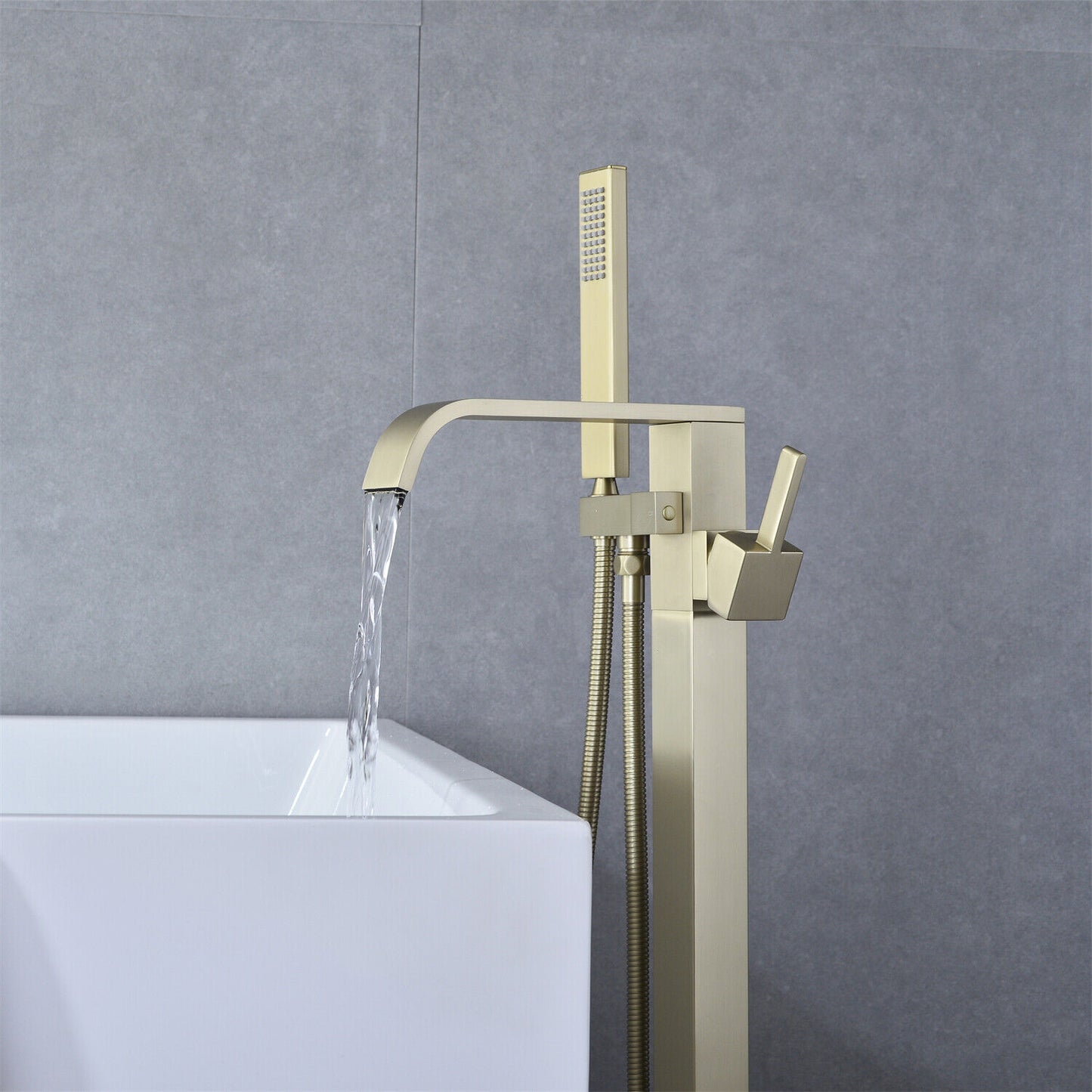 Brass Bathroom Bathtub Mixer Taps Bath Filler Spout And Handheld Shower Set UK