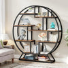 Modern Wood & Metal Freestanding Bookcase with Staggered Open Shelves