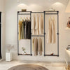 Industrial Pipe Clothes Rail Wall Mounted Garment Rack Rustic Wood Display Shelf
