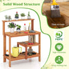 Garden Potting Bench Table with Storage & Teak Oil Finish-Natural