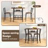 3-Piece Dining Table Set Kitchen Table and Chairs-Brown + Black