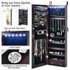 LED Lights Jewelry Cabinet Lockable Wall/Door Mounted Jewelry Armoire W/ Mirror