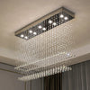 Rectangular Crystal Chandelier Ceiling Lamp Raindrop Light Dining Room Kitchen
