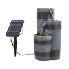 Solar Powered LED Water Feature Fountain Outdoor 3 Tier Barrel Garden Ornament