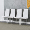 4x White Faux Leather Dining Chairs&Round Tempered Glass Golden Leg Dining Table