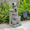 Solar Powered Water Feature Outdoor Fountain Garden Ornament LED Statue Lights