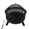 Neo Black Outdoor Heater Fire Pit Bowl Garden Patio Grate Lid Poker BBQ
