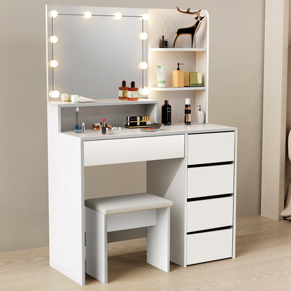 Large Dressing Table With Light Mirror Drawers Stool Vanity Set Makeup Table