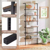 6-Tier Ladder Shelf Wall Mounted Bookshelf with Metal Frame Rustic Brown