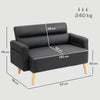 Small 2 Seater Sofa, Faux Leather Loveseat Couch for Living Room, Bedroom