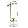 Heavy Duty Gold Clothes Rail Garment Coat Rack Stand Bag Scarf Hooks Hall Tree