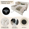 Daybed Velvet Upholstered Bed Single Bed Guest Bed Sofa Bed with Trundle Beige