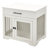 Dog Crate Furniture Wooden Crate Table Thickened Metal Tube Cage w/ Double Doors