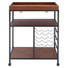 Walnut Wooden Drinks Storage Trolley Kitchen Tea Serving Cart Display Wine Rack