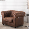 Deep Buttons Tan Distressed Leather Armchair Chesterfield Sofa Tub Accent Chairs