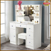 New LED Mirror Dressing Table Vanity Set with Stool Storage Cabinet Drawer Shelf