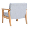 Solid Wooden Frame Scandi Linen Armchair Mini Sofa Button Upholstered Kids Chair