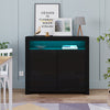 High Gloss 2 Doors Matt Body Sideboard Cupboard Kitchen Buffet Cabinet with LED