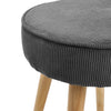 Dressing Table Stool Corduroy Round Makeup Vanity Seat Chair Wooden Legs Pouffe