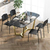 4Pcs Stackable Kitchen Chairs Set Modern Plastic Dining Room Chairs Black