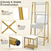Vanity Table and Stool Set Small Ladder Makeup Dressing Desk with shelves