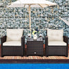 Wicker Bistro Conversation Set 3 Piece Patio Furniture Set-White