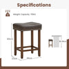 60cm Bar Stool Set of 2 Counter Height Saddle Stools-Grey