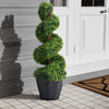 2pcs Large Artificial Spiral Boxwood Topiary Palm Tree Fake Plant Outdoor Decor
