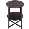 Industrial Small Side Table Nightstand Round Sofa End Table with 2 Storage Rack
