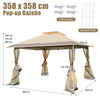 3.5 x 3.5M Outdoor Pop up Tent Gazebo Portable Canopy Shelter w/Mesh Netting