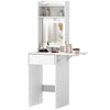 Small Dressing Table with Mirror LED Lights Vanity Desk with Fold-up Panel White