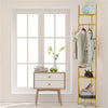 Metal Corner Coat Rack Clothes Rail Hall Tree Hanger Hook w Storage Shelf