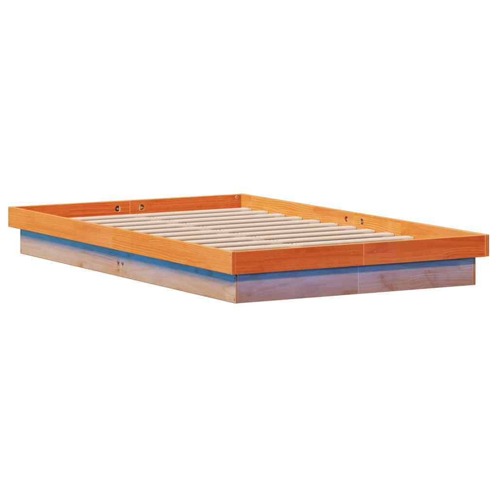 Bed Frame Wax Brown 120x200 Solid Wood Pine S3T9