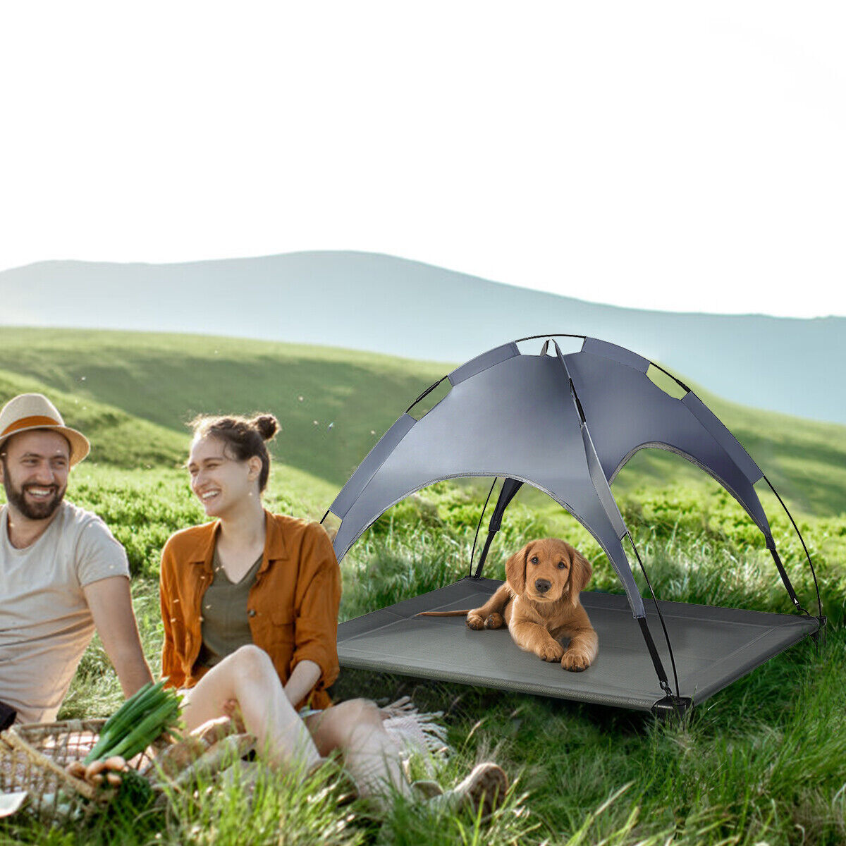 Exlarge Elevated Dog Bed Portable Pet Cot Tent w/ Removeable Canopy Waterproof