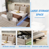 4FT6 Double Bed with LED, Velvet Upholstered Ottoman Storage Bed frame Beige