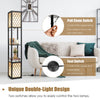 Floor Lamp with Shelves 2 Layers Wooden Shelf Tall Standing Light
