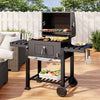 Outdoor XL Smoker Charcoal BBQ Grill Portable Garden Barbecue Trolley with Shelf