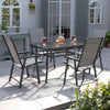 Garden Table Folding Mesh Chair Balcony Coffee Bistro Furniture w/ Umbrella Hole