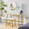 Dressing Table Vanity Set with Dimmable LED Light Mirror Socket Stool 2 Drawers
