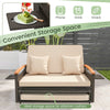 Outdoor Wicker Daybed Rattan Woven Loveseat Patio Sun Lounger w/ Storage Ottoman
