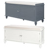 4FT Shoe Bench 2 Doors Wooden Cabinet Hallway Storage Chest Cushion Seat Ottoman