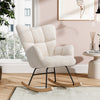 Boucle Fabric Rocking Chair Modern Accent Chair Wood Legs Living Room Bedroom