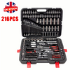 Professional 216PCS Ratchet Spanner Socket Set 1/2" 1/4" 3/8" Tool Kit with Case