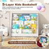 5-Tier Children Bookcase Magazine Storage & Display Rack-White