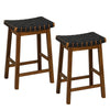 65CM Woven Saddle Stool Set of 2 Backless Bar Stools Counter Height Stools Brown